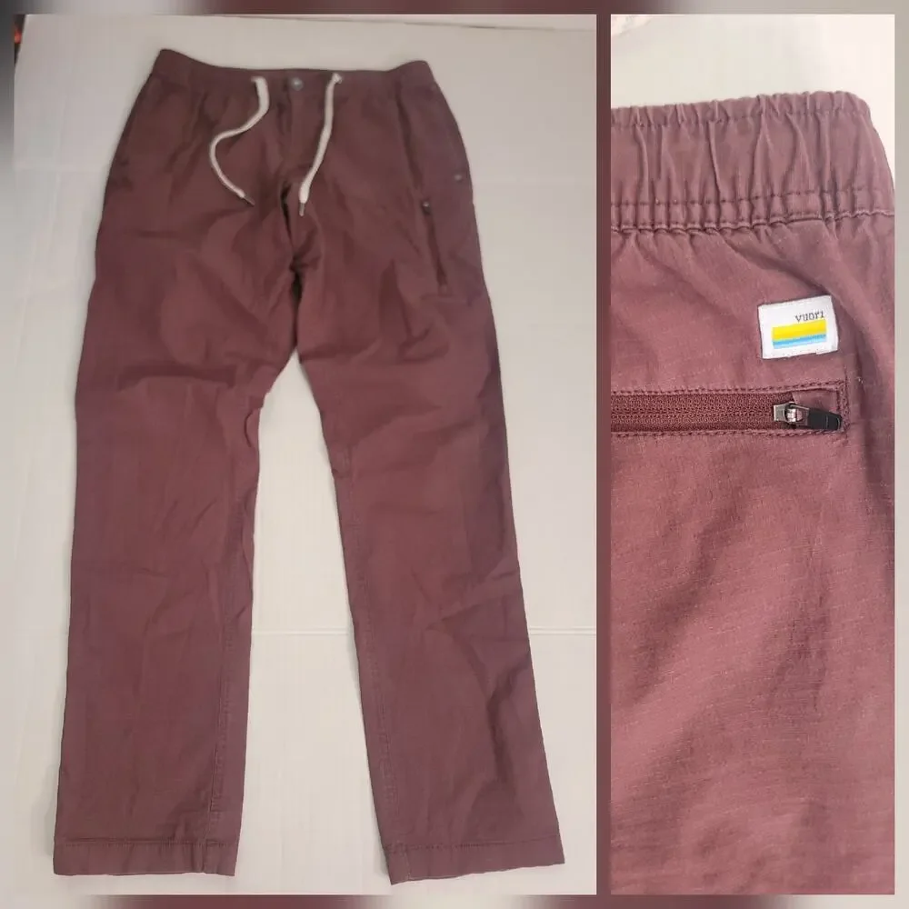 Vuori Pants Mens Large Performance Ripstop Chino Zip Pocket Terracota V412